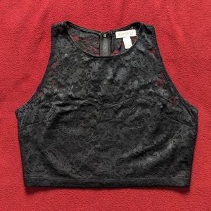 Forever 21 Black Lace Cropped Tank Top